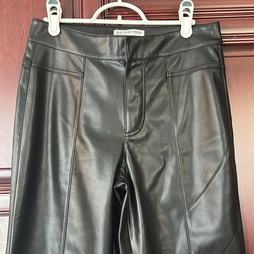 FREE PEOPLE x We The Free Uptown High Rise Black  Faux Leather Pant size 4 - Picture 8 of 10